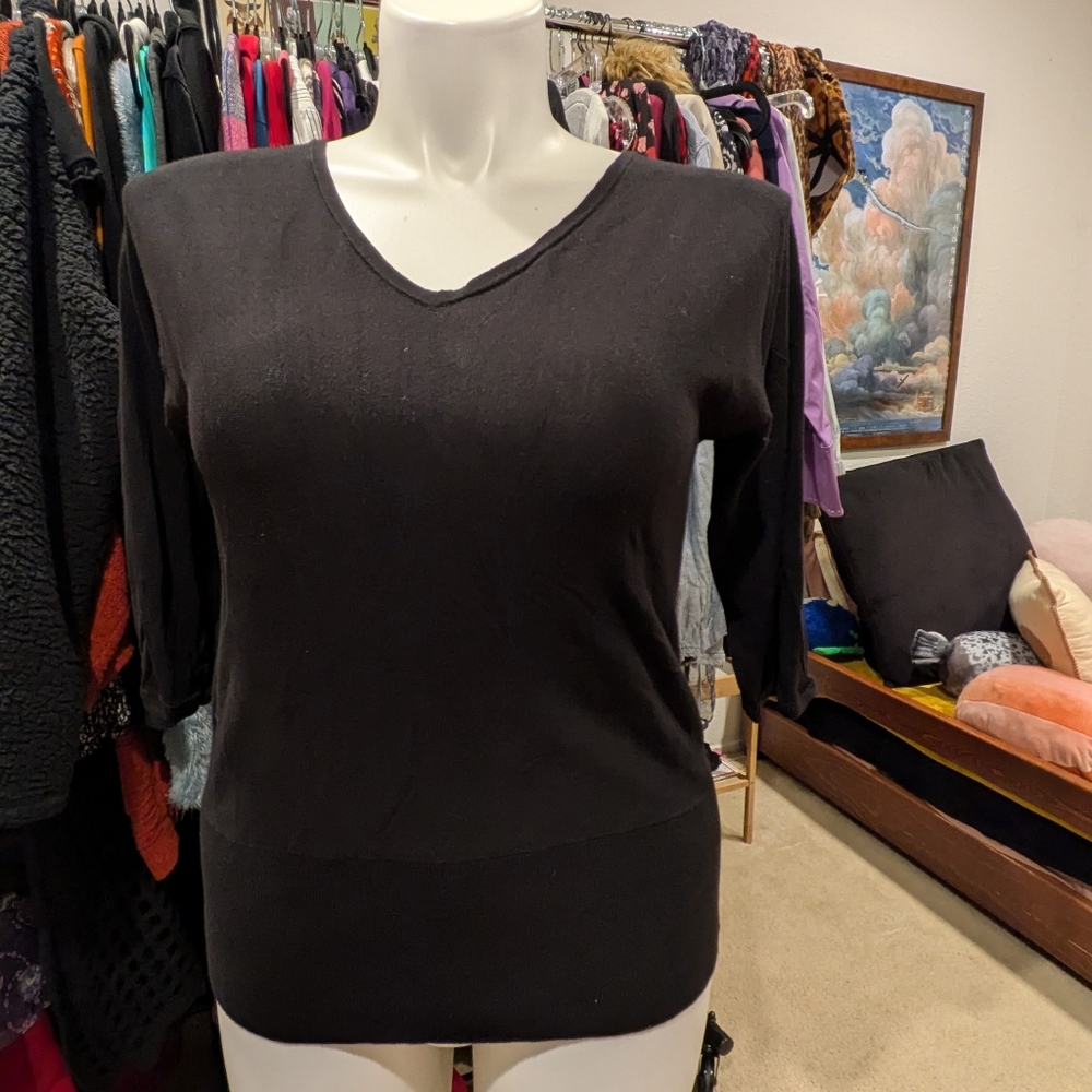 Talbots Classic Black V-Neck Sweater